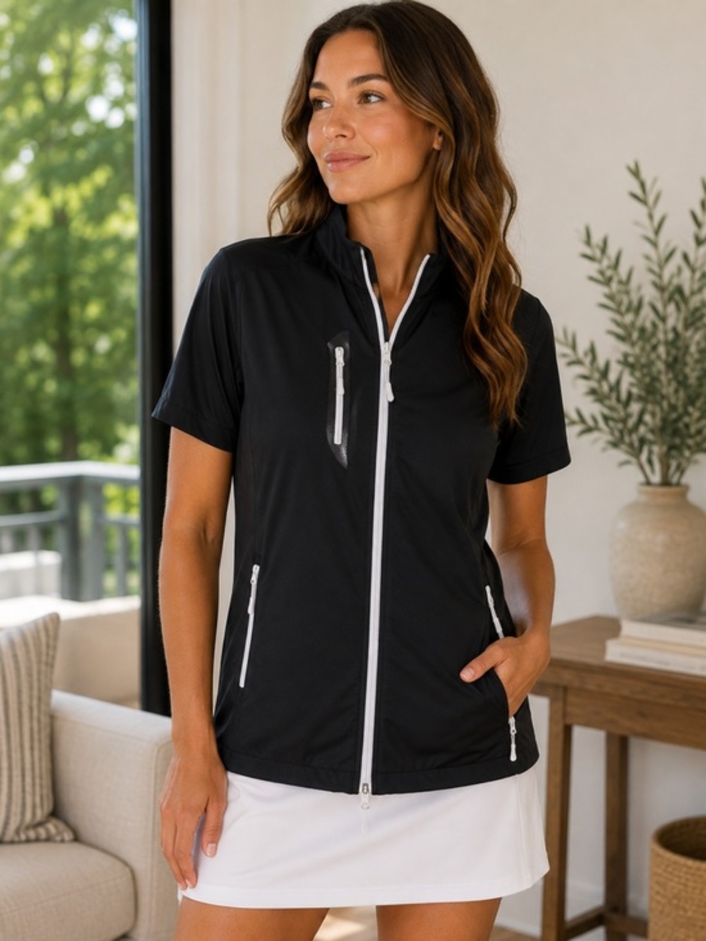Glen Echo Golf Black Short Sleeve Full Zip Performance Jacket NWT Size Small